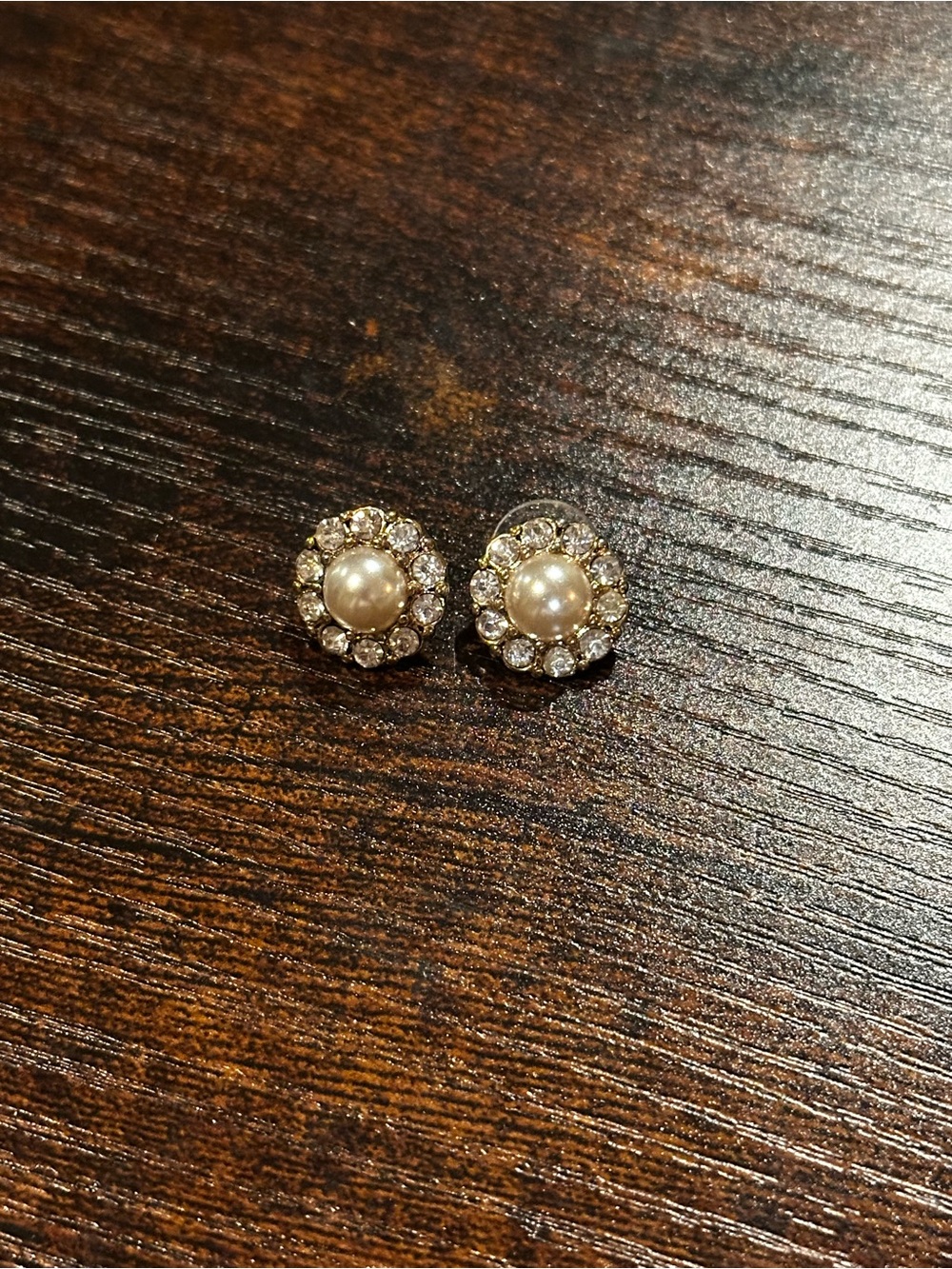 Classic Pearl and Crystal Halo Stud Earrings - Pearl
